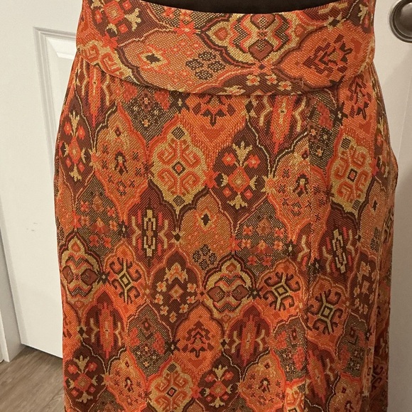 Vintage Brown Orange A-Line Maxi Hook and Eye Zip Shimmer Skirt Size Medium? - Picture 8 of 10